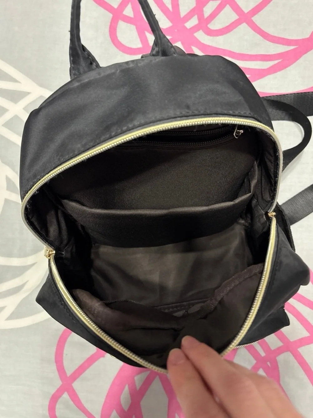 Black Mini Backpack With Gold Hardware